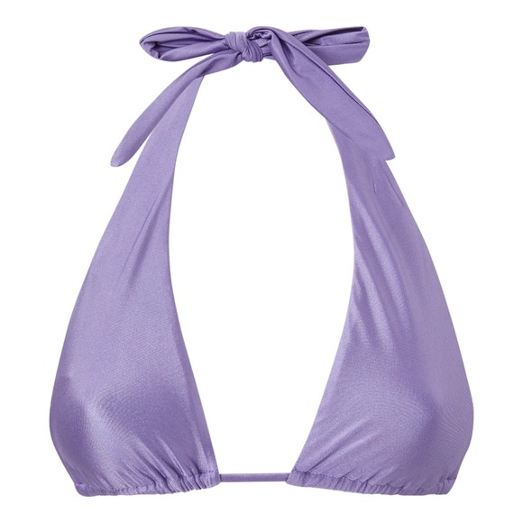 NWT GOOD AMERICAN Bikini Shine Ruched Halter Top in Lilac Mist - Size XL (GA 4) - Picture 3 of 6